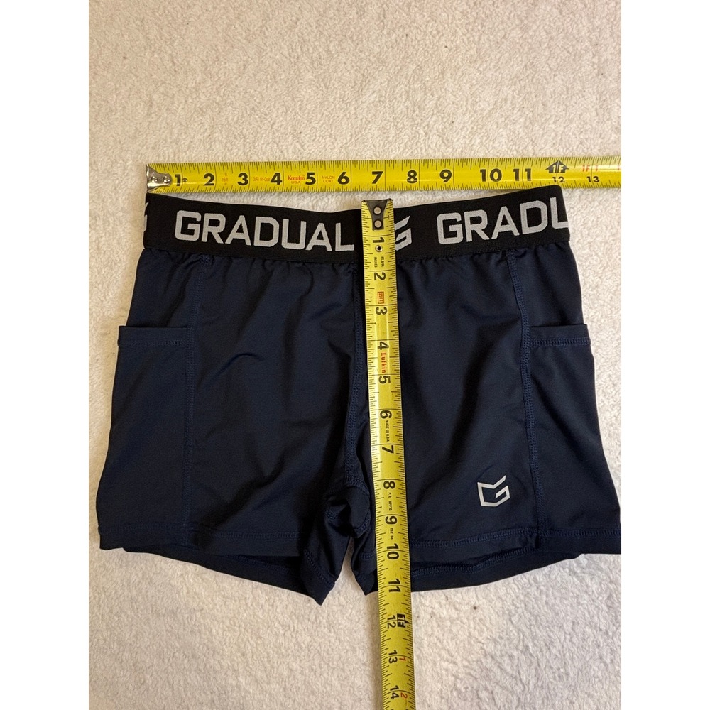 Gradual Mens Navy Blue Compression Shorts Side Pockets Athletic Training Size M - Picture 2 of 4
